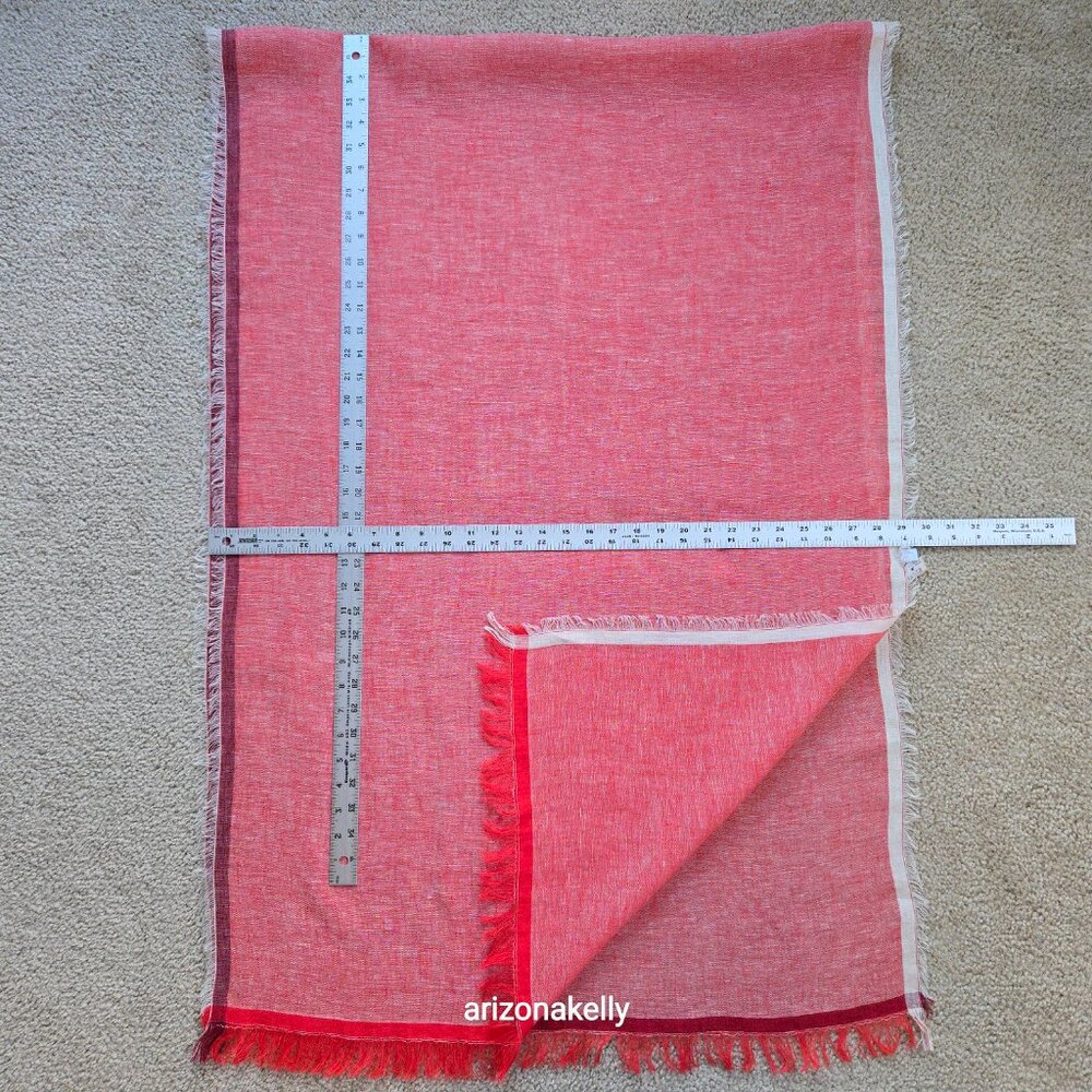 NWT 100% Capri Linen Scarf Red/Pink/Coral Italy - Picture 3 of 9
